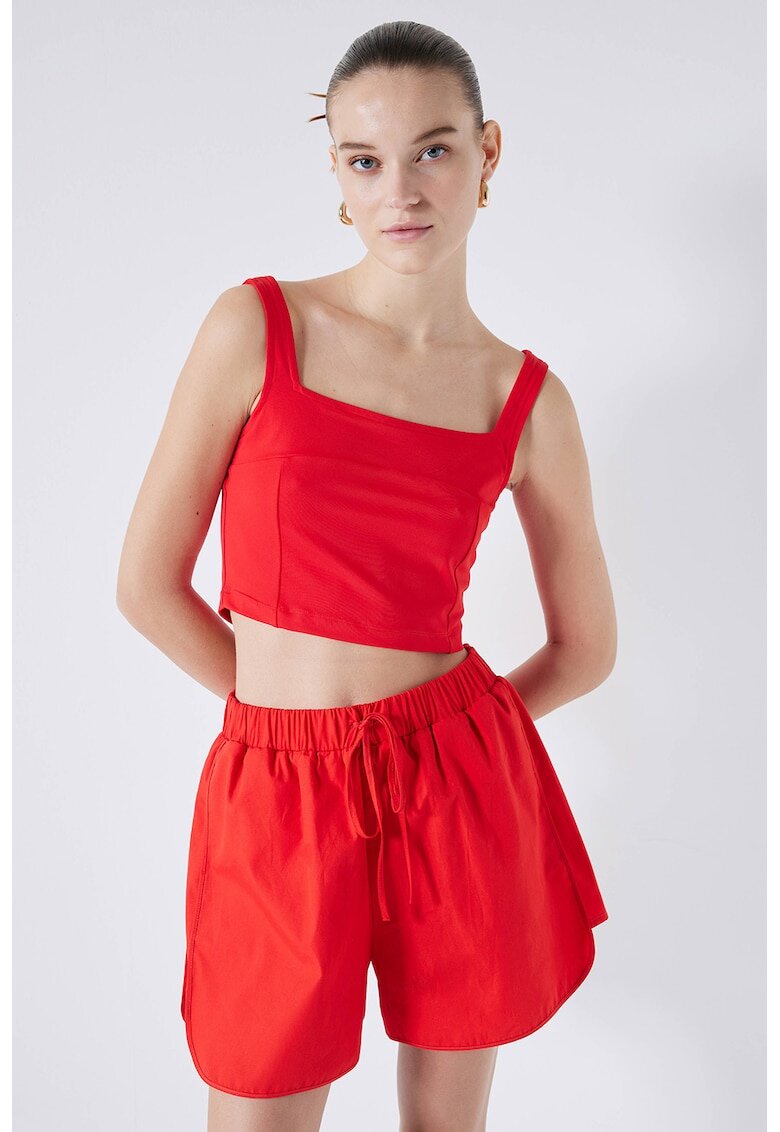 Ipekyol Top crop cu decolteu patrat - Rosu vermillion