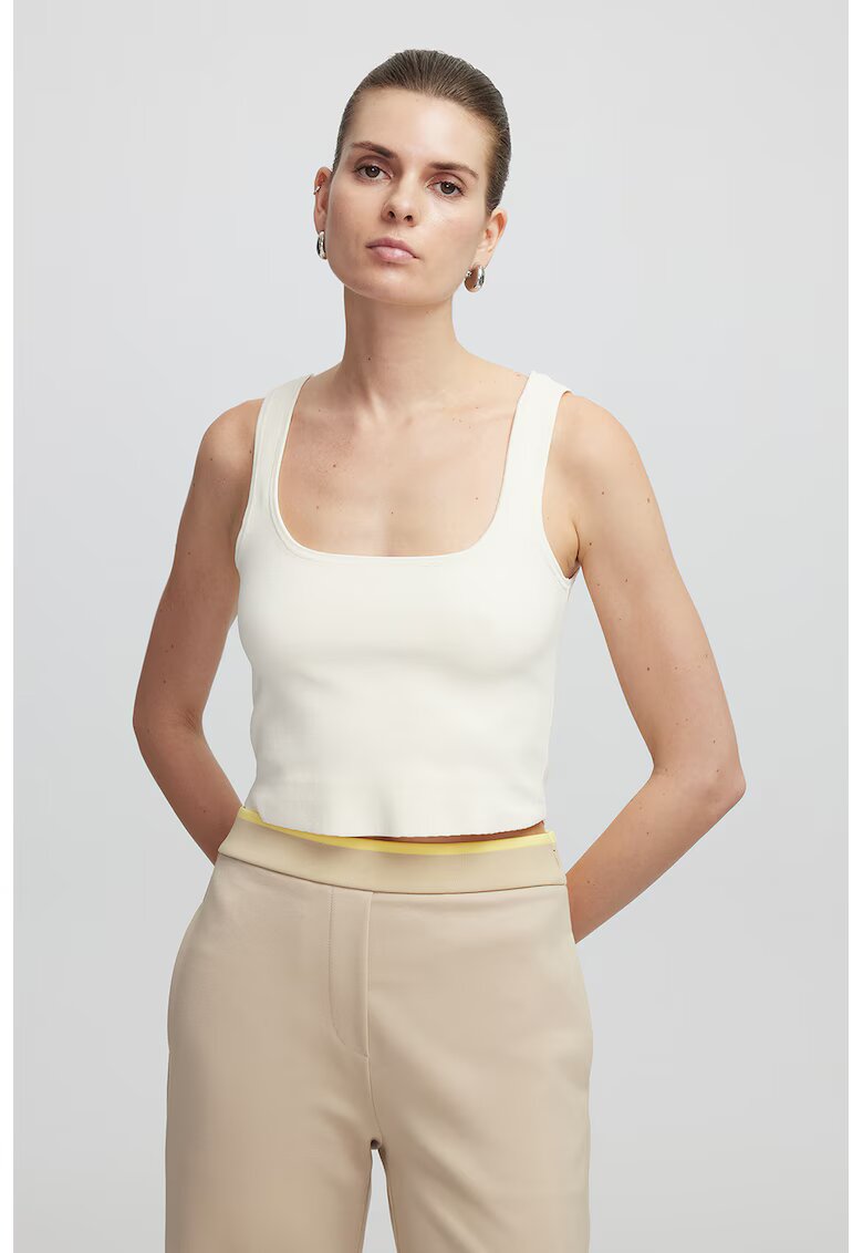Ipekyol Top crop cu decolteu rotund - Alb