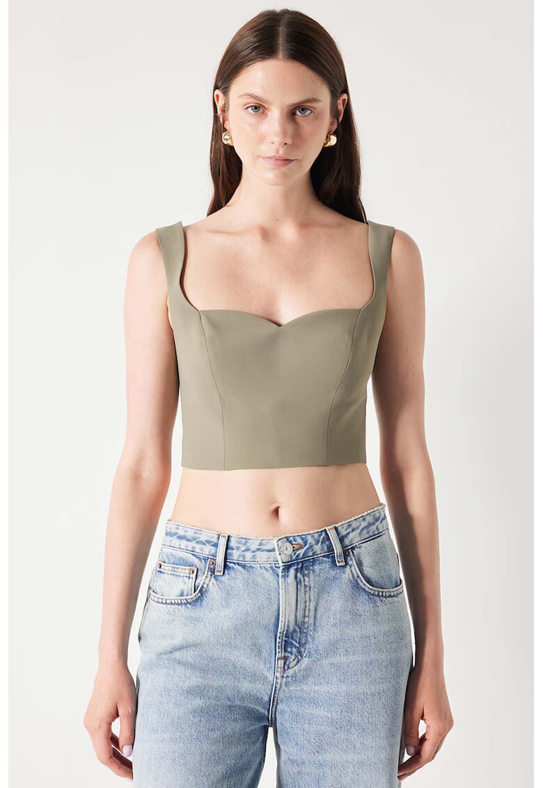 Ipekyol Top crop cu fermoar - Kaki