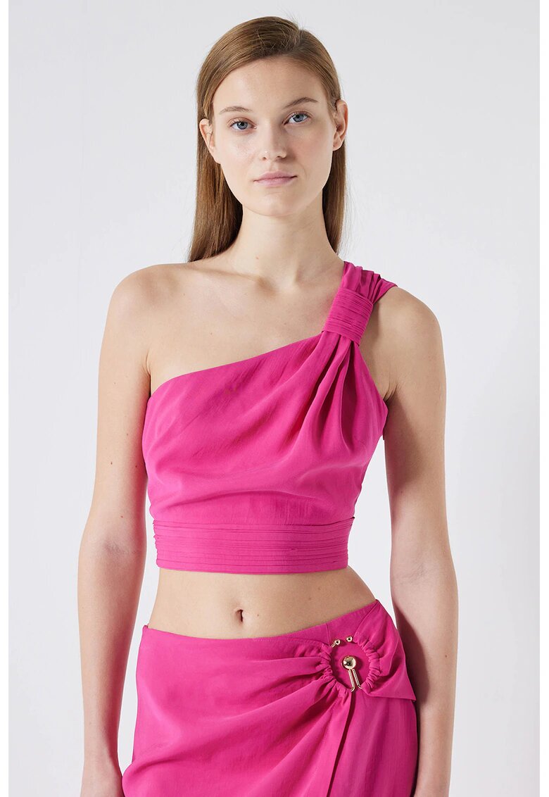 Ipekyol Top crop din amestec de modal cu model asimetric - Fucsia