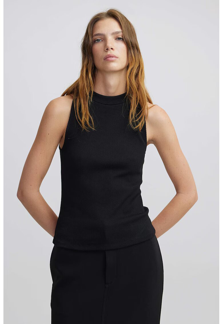 Ipekyol Top slim-fit din amestec de bumbac - Negru
