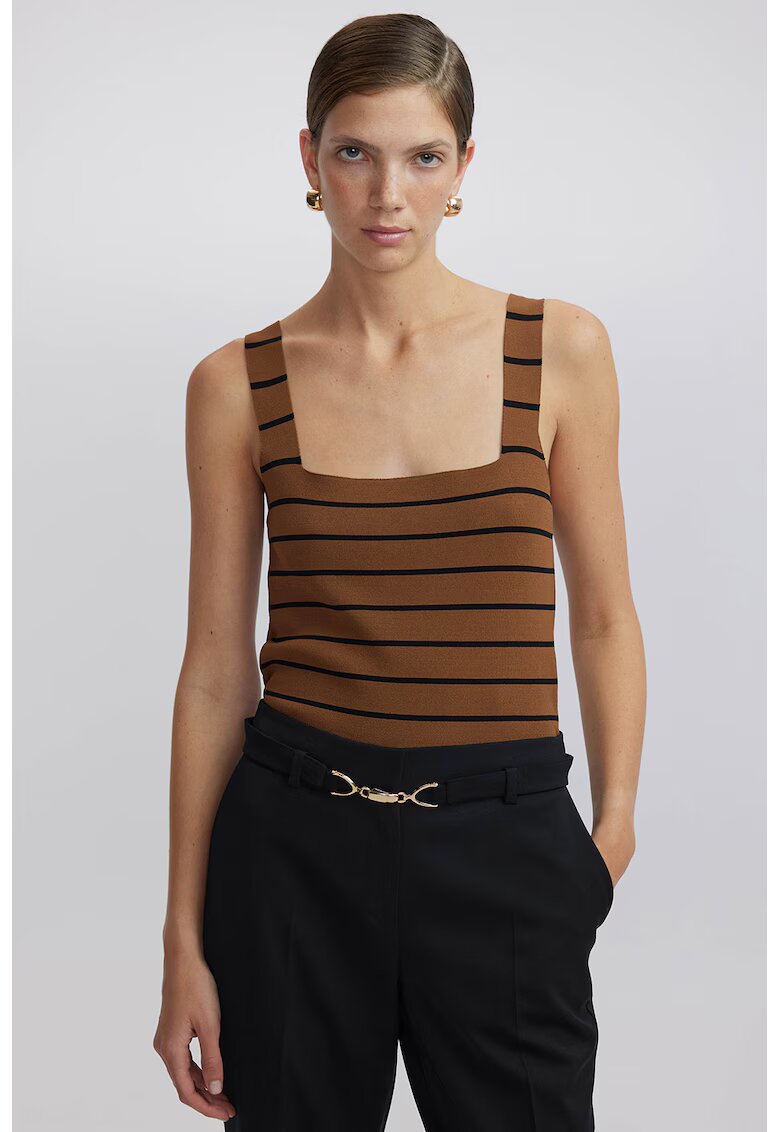 Ipekyol Top tricotat slim-fit - Negru/Maro scortisoara