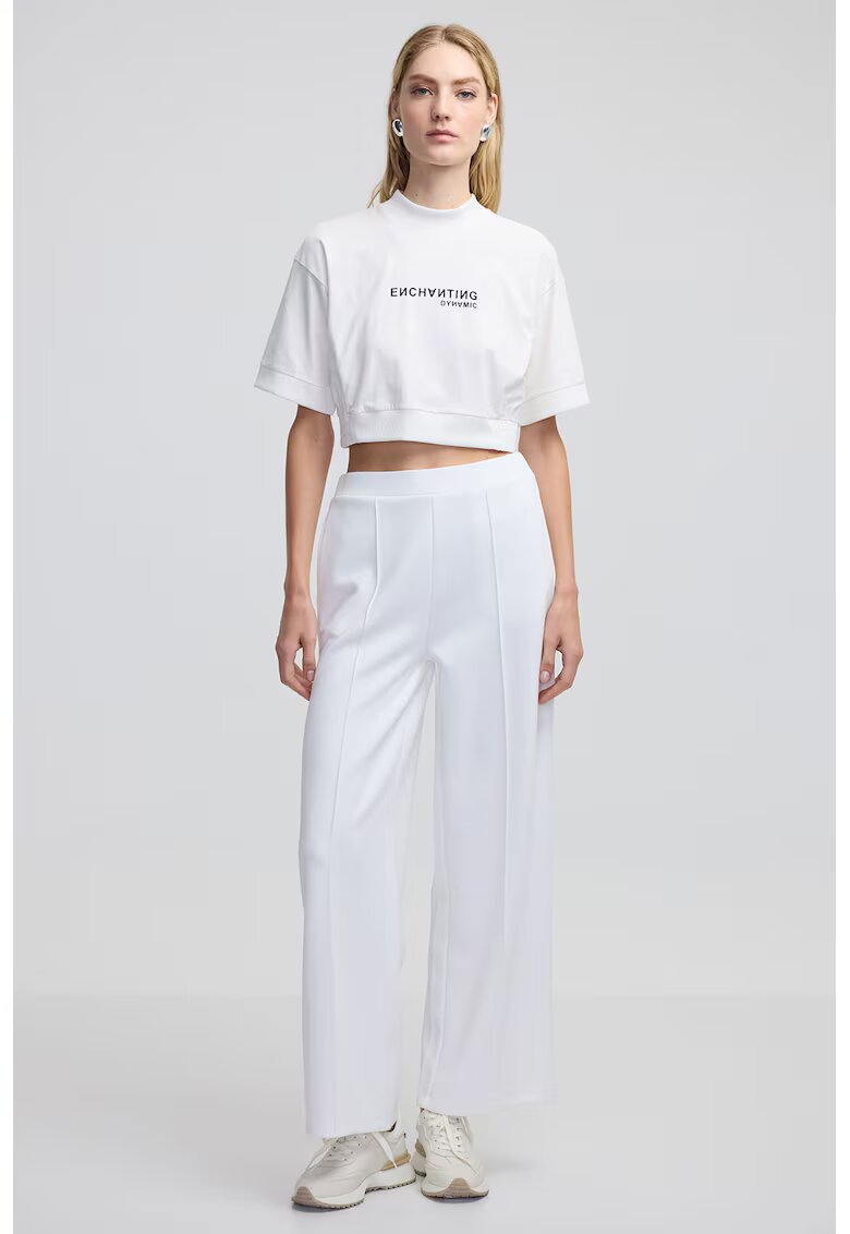 Ipekyol Tricou crop cu design text - Alb
