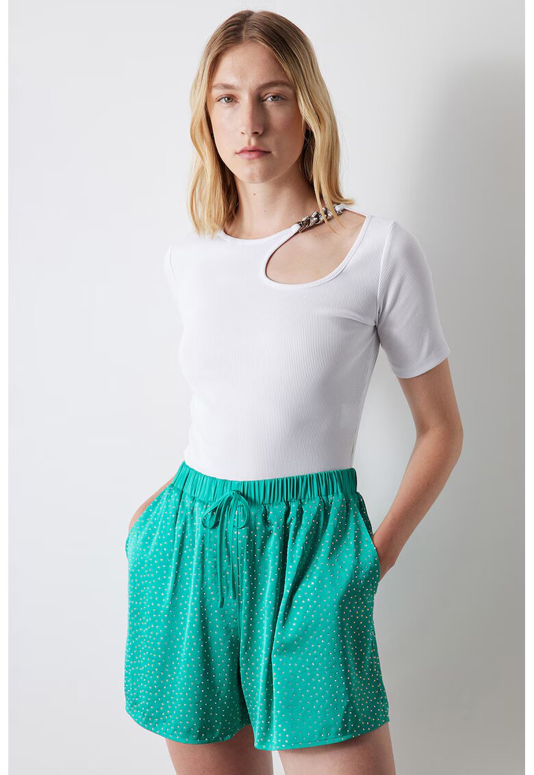 Ipekyol Tricou crop cu detaliu cu decupaj - Alb optic