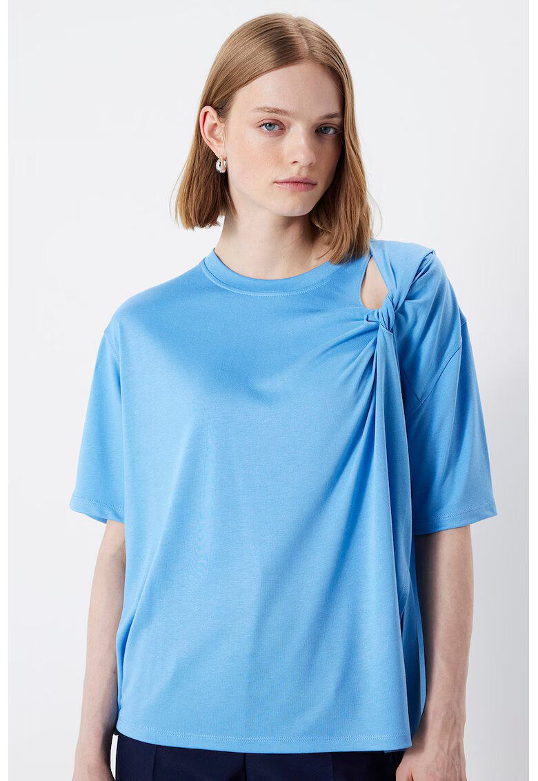 Ipekyol Tricou cu detaliu rasucit - Albastru pastel