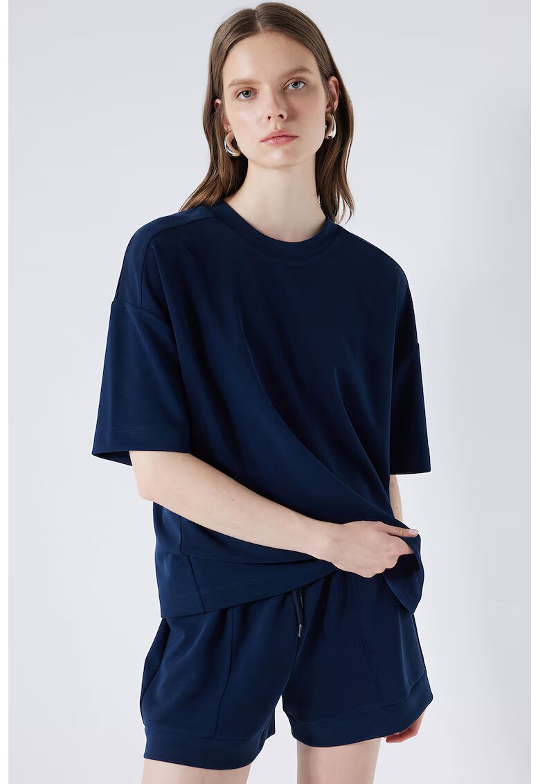 Ipekyol Tricou lejer cu decolteu la baza gatului - Bleumarin
