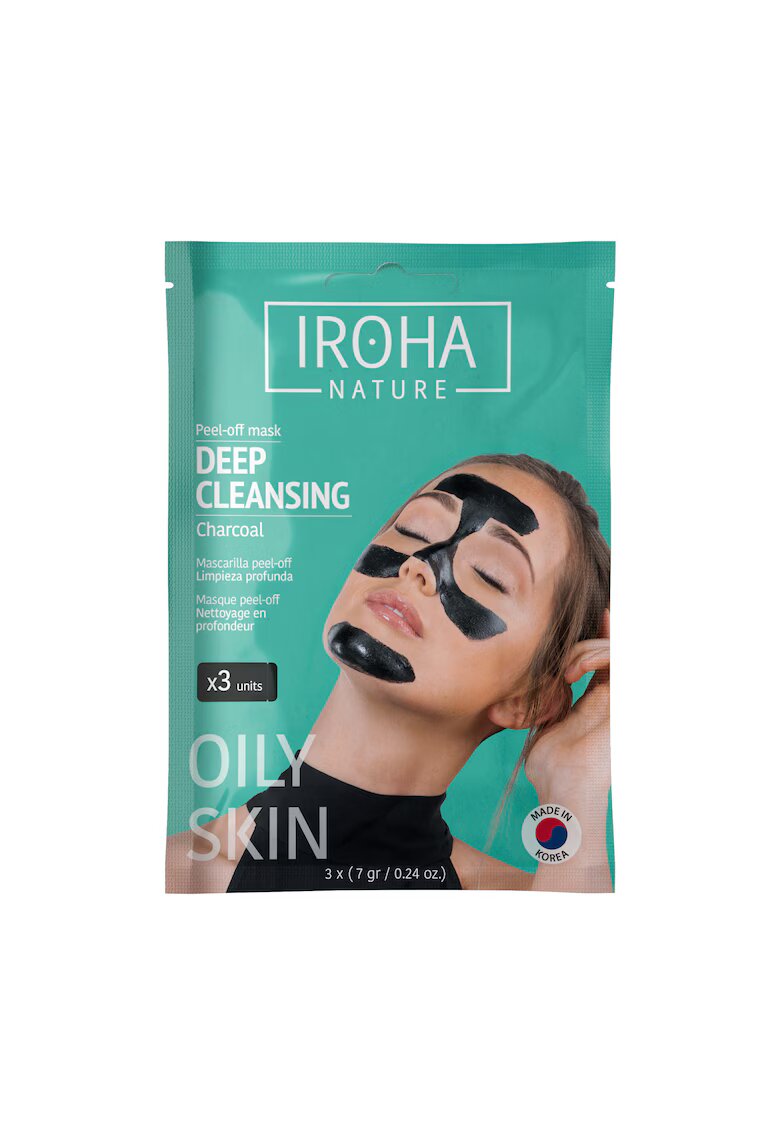 IROHA NATURE Masca exfolianta Iroha pentru fata cu carbune activ - 3x7g