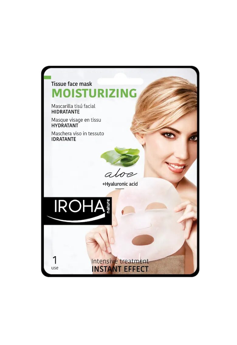 IROHA NATURE Masca pentru ten Aloe Vera + Green Tea + Ginseng + HA