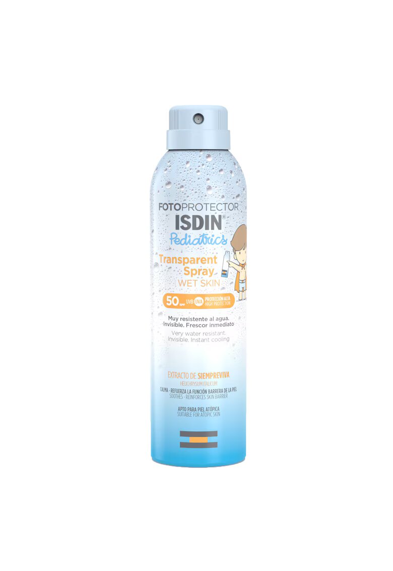 ISDIN Spray transparent pentru copii Pediactrics Wet Skin - SPF 50+ - pentru protectie solara - 250 ml
