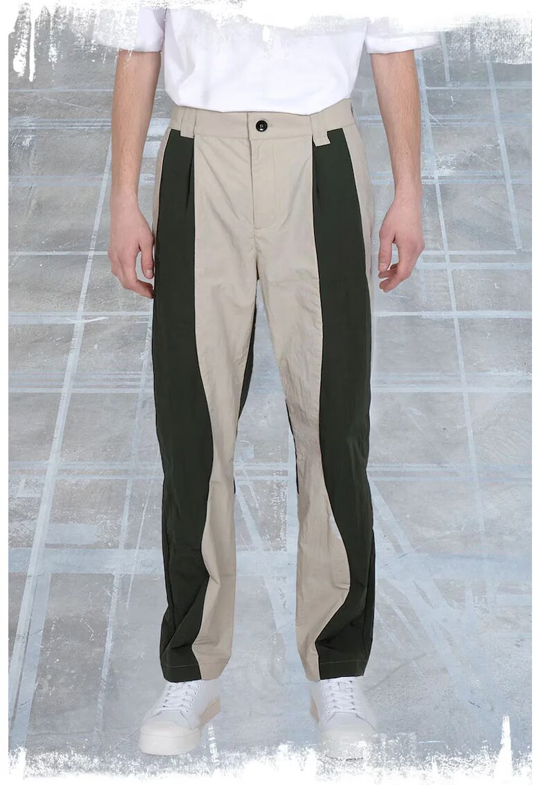 ISNURH Pantalon tip cargo din fâș cu imprimeu jaquard - Bej
