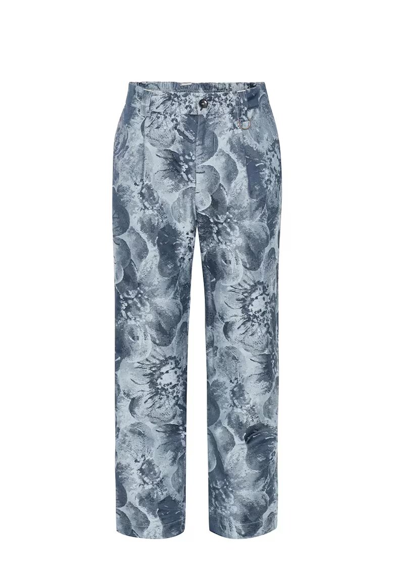ISNURH Pantaloni drepți cu design abstract - Albastru