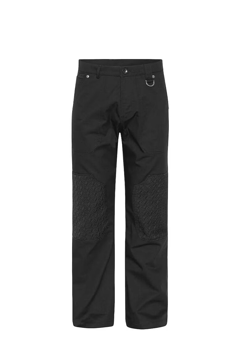 ISNURH Pantaloni drepți cu detalii la genunchi - Negru