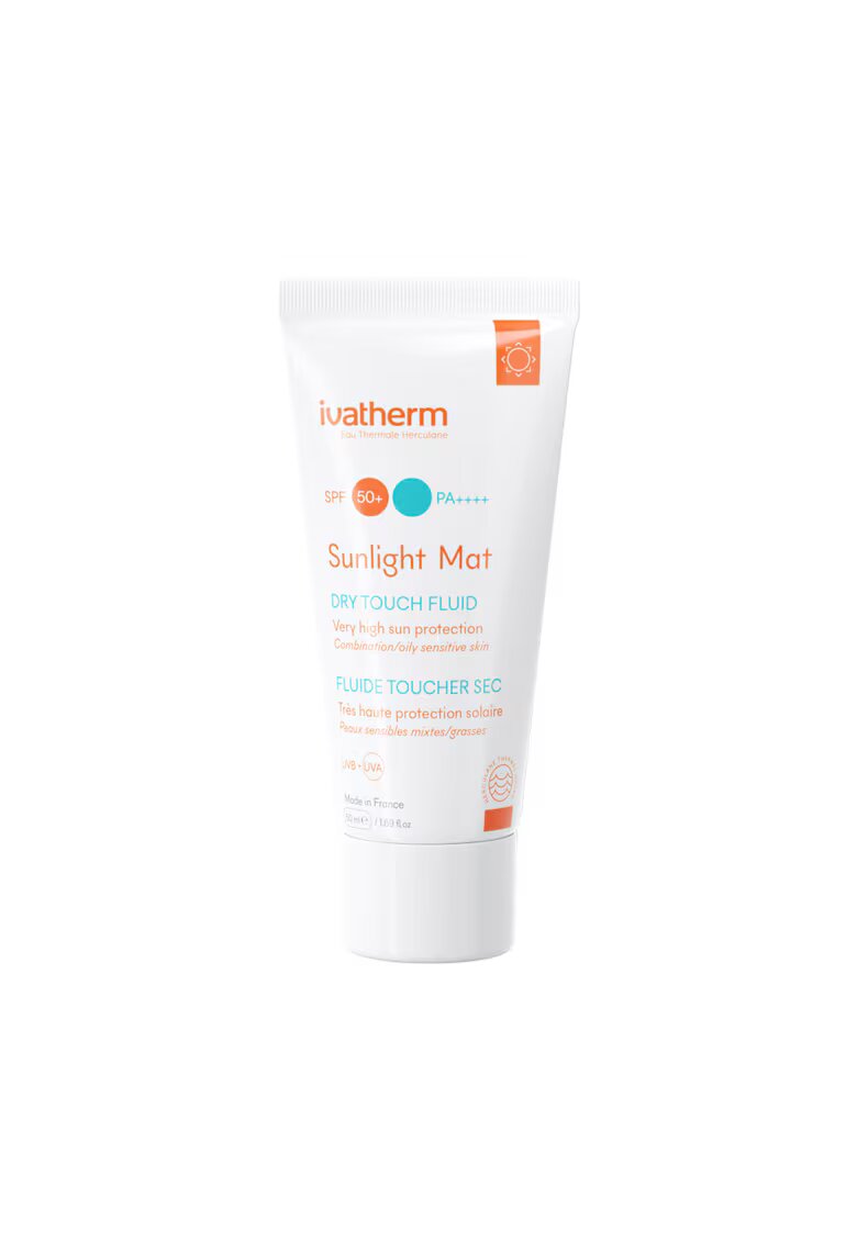 Ivatherm Crema protectie solara SPF50+ Sunlight Mat Dry Touch piele mixta sau grasa - 50 ml