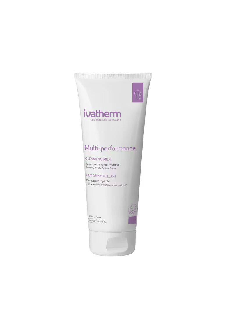 Ivatherm Lapte demachiant fata si ochi Multi-performance - cu ceramide si acid hialuronic - pentru piele sensibila - uscata si deshidratata - 200 ml