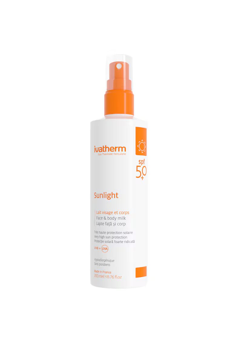 Ivatherm Lapte protectie solara SPF 50+ Sunlight - pentru adulti - efect hidratant - 200 ml