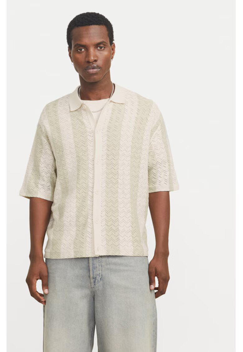 Jack and Jones Camasa barbati - 304778278 - Poliester reciclat/Bumbac - Bej - Bej