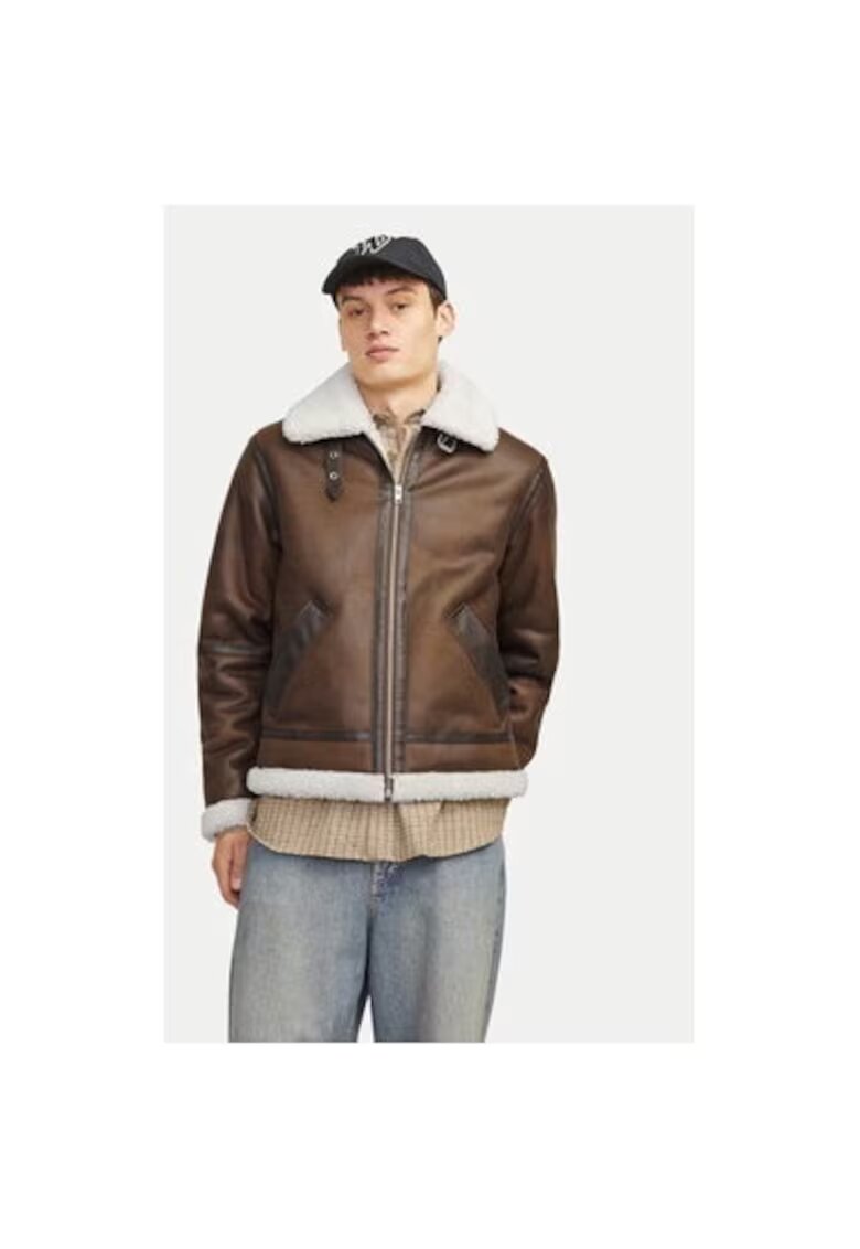 Jack and Jones Geaca barbati - 304516788 - Piele ecologica - Maro - Maro