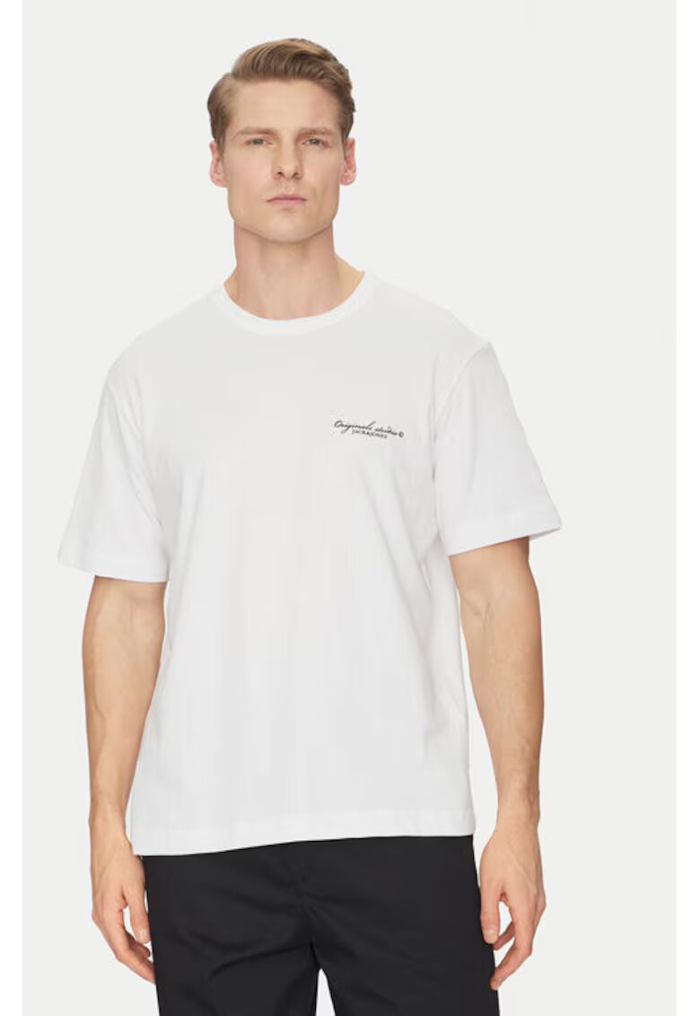 Jack and Jones Tricou barbati - 304778384 - Bumbac - Alb - Alb