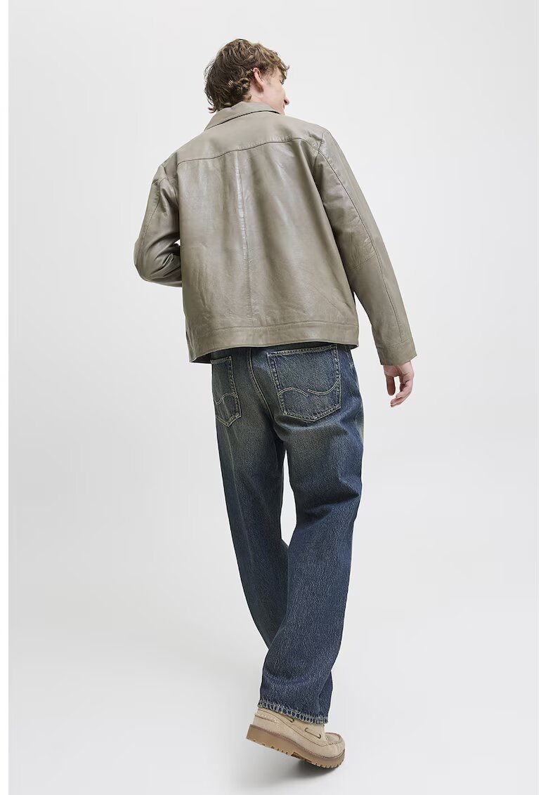Jack  Jones Blugi cu croiala dreapta si aspect decolorat - Albastru petrol