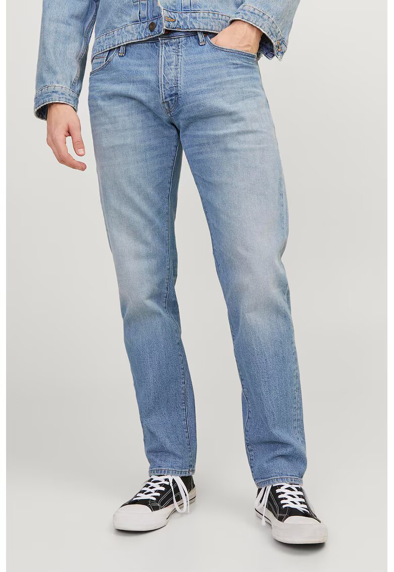 Jack  Jones Blugi din amestec de bumbac organic cu talie medie - Albastru deschis
