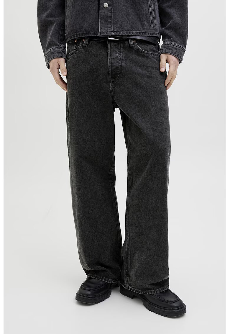 Jack & Jones Blugi drepti cu talie medie - Negru stins