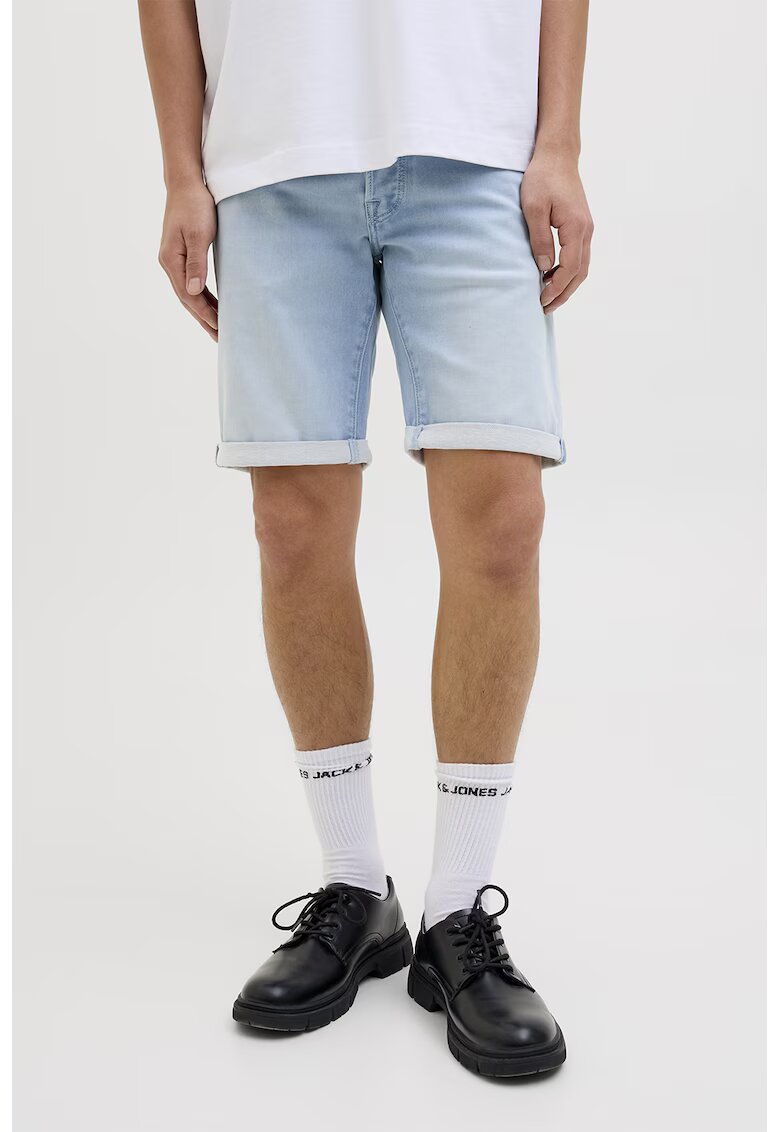 Jack  Jones Blugi scurti cu aspect decolorat - Albastru deschis