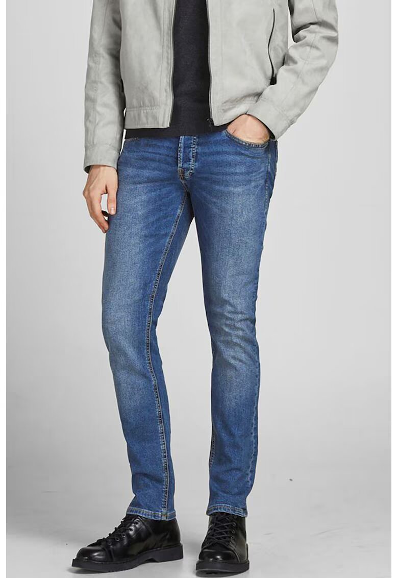 Jack  Jones Blugi slim fit cu aspect decolorat Glenn - Albastru