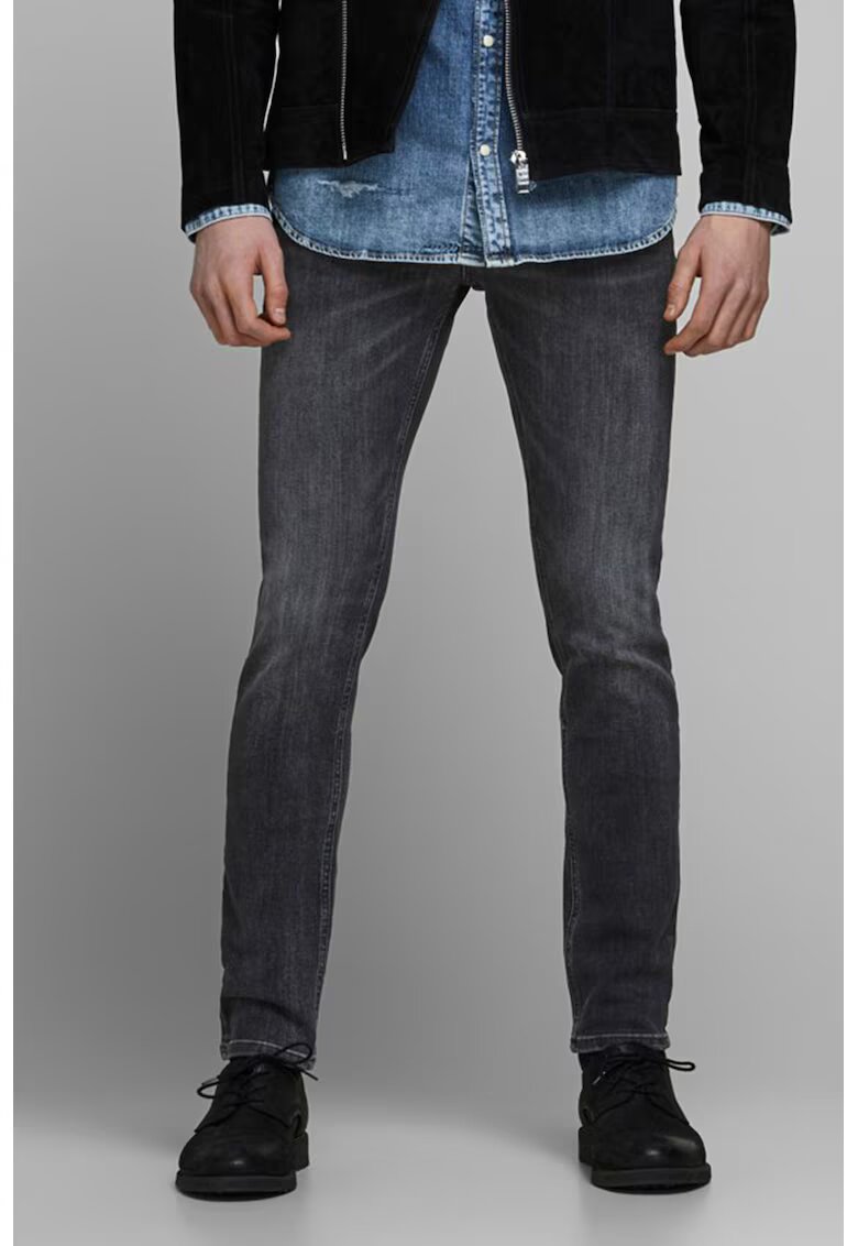Jack  Jones Blugi slim fit cu talie joasa Glenn - Alb/Negru stins
