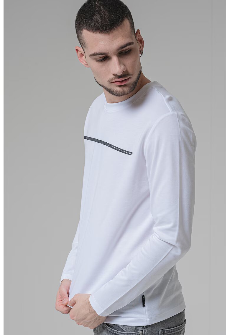 Jack  Jones Bluza cu decolteu la baza gatului si dunga pe piept - Negru/Alb optic