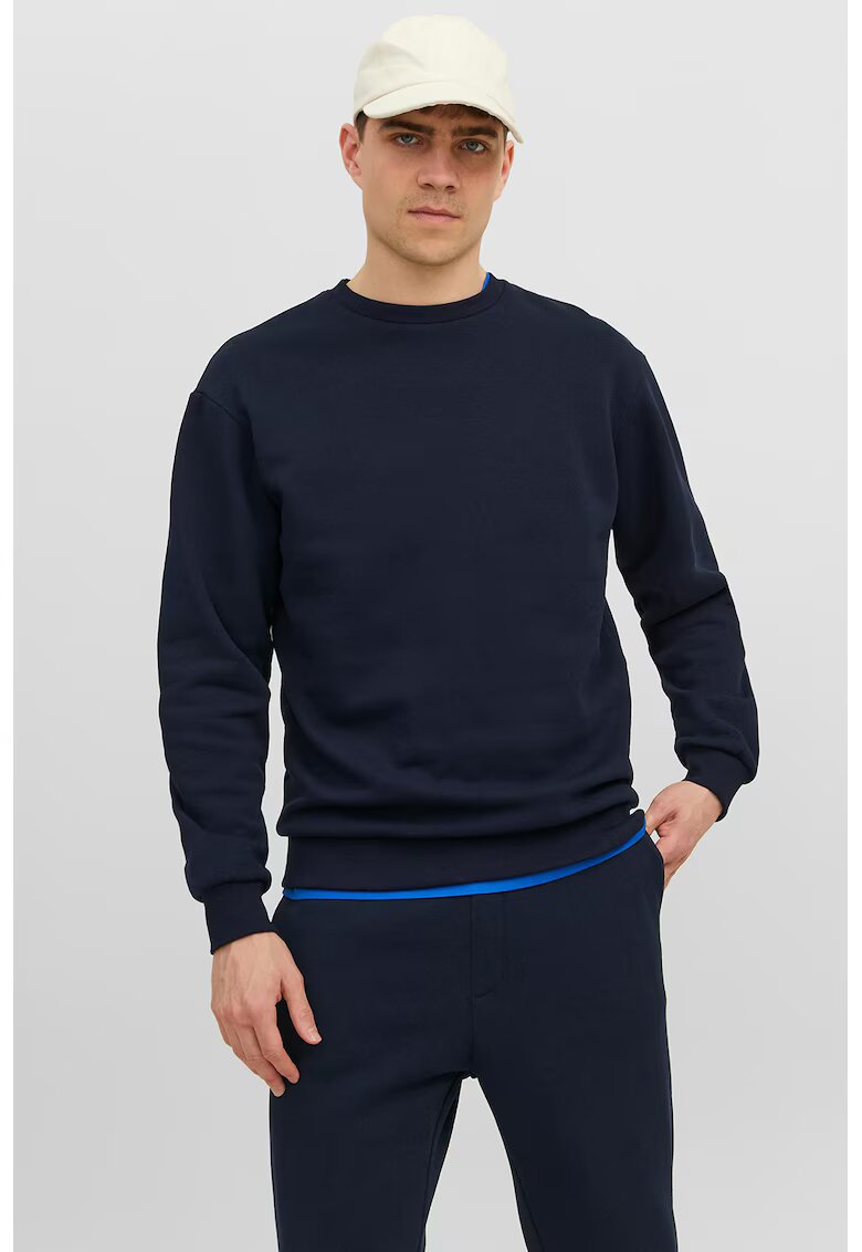 Jack & Jones Bluza de trening cu decolteu la baza gatului si model uni - Bleumarin