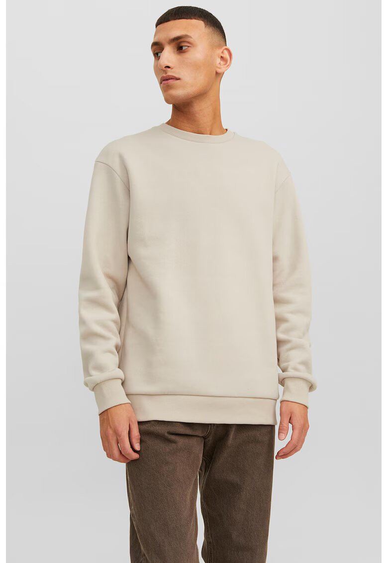 Jack  Jones Bluza de trening cu decolteu la baza gatului si model uni - Maro nisip