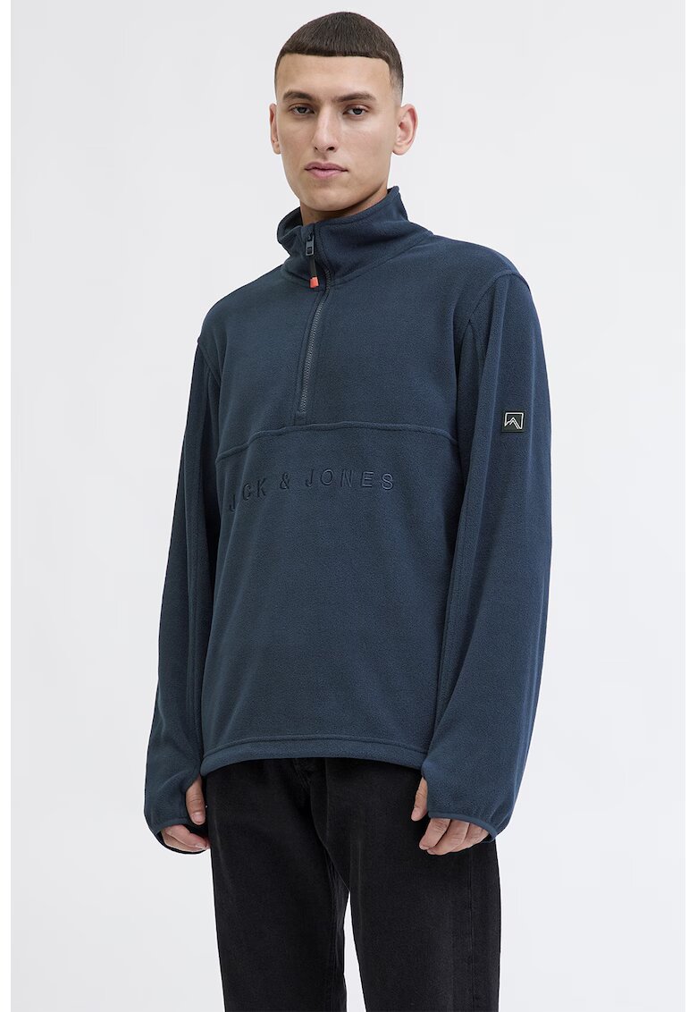 Jack & Jones Bluza de trening cu fermoar si imprimeu logo - Albastru petrol