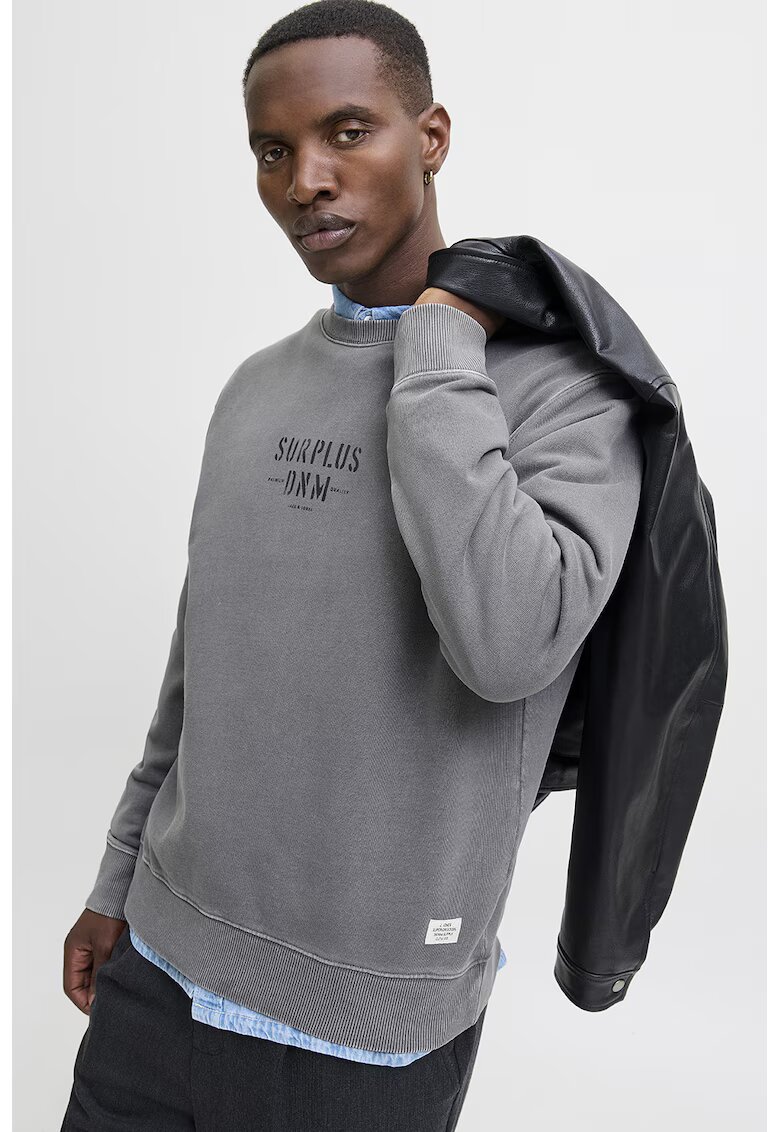 Jack & Jones Bluza de trening cu text - Gri cenusiu