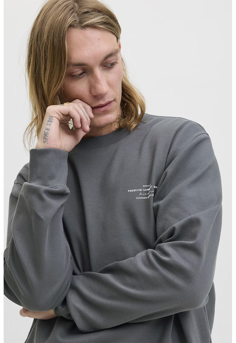 Jack  Jones Bluza de trening din amestec de bumbac organic - Alb optic/Gri inchis