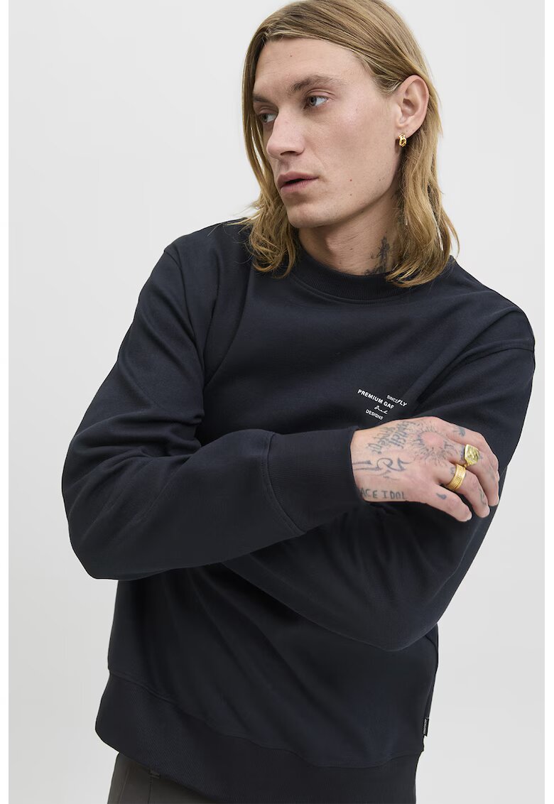 Jack & Jones Bluza de trening din amestec de bumbac organic - Negru