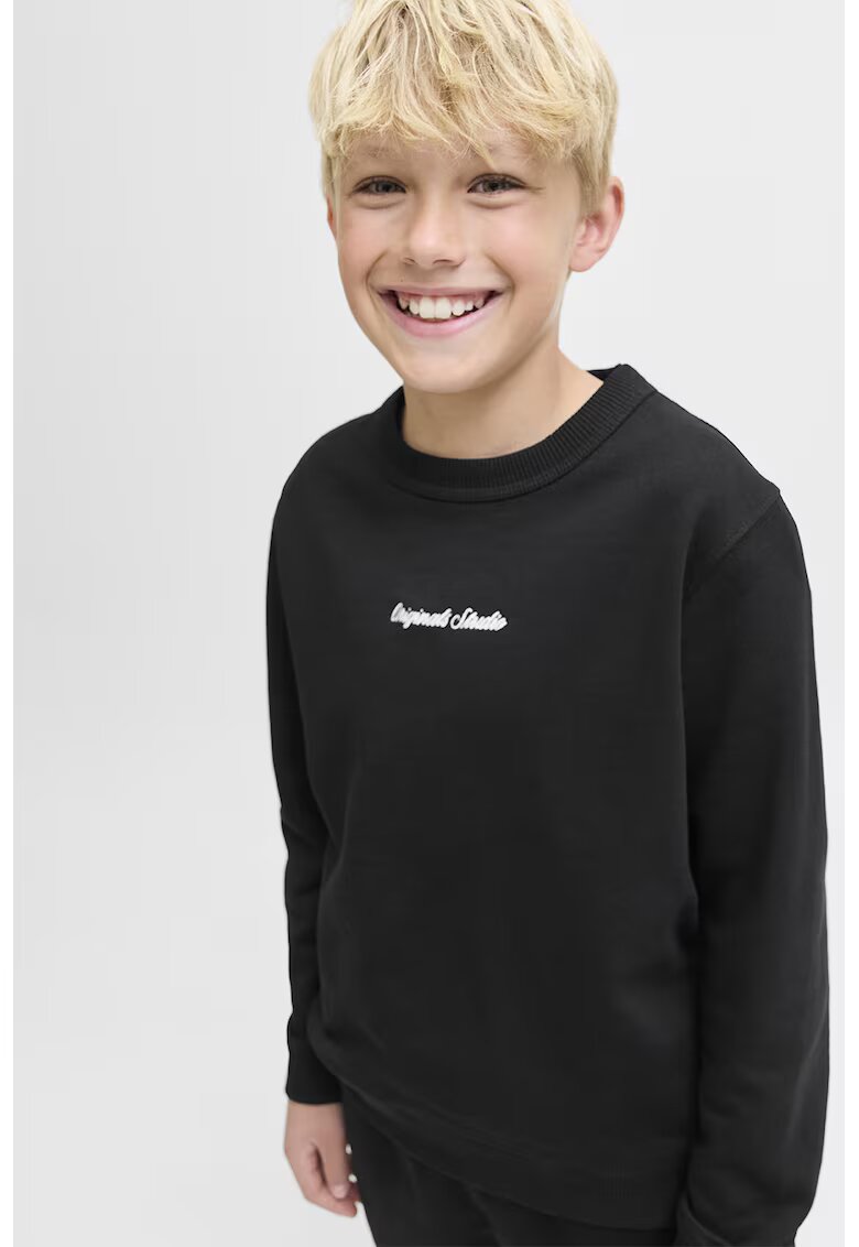 Jack & Jones Bluza de trening din amestec de bumbac organic - Negru/Alb murdar