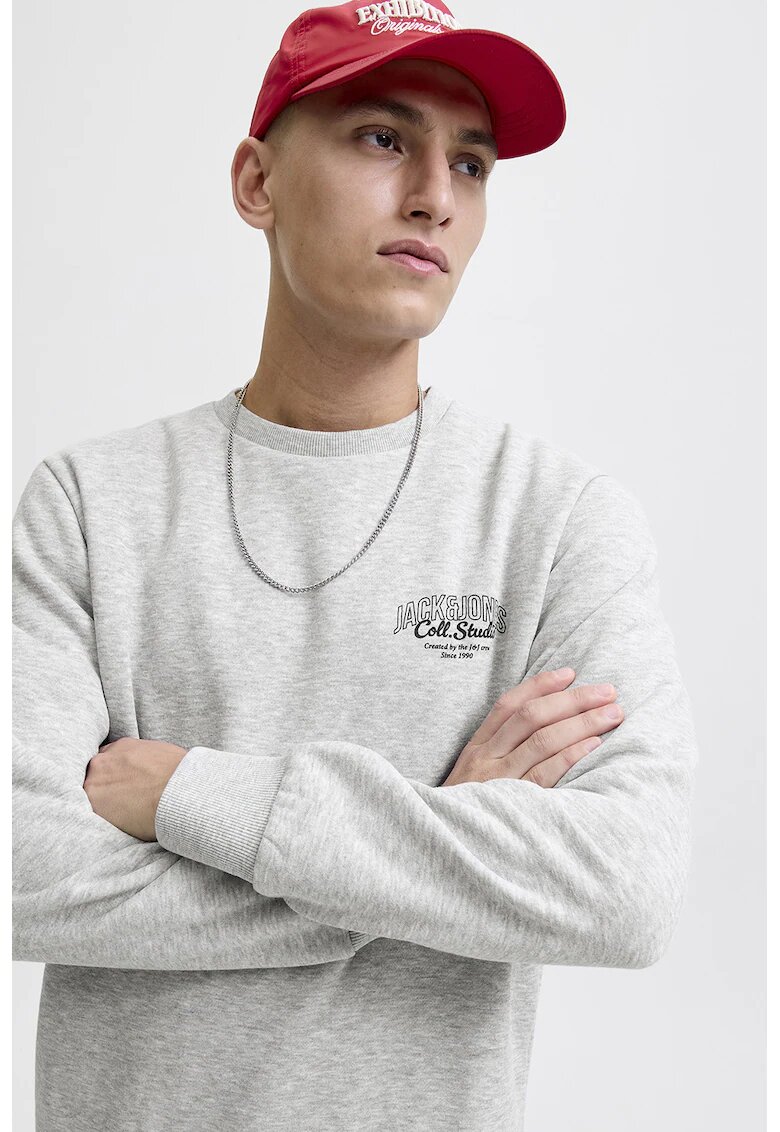 Jack & Jones Bluza de trening regular-fit cu decolteu la baza gatului Makoto - Gri deschis melange