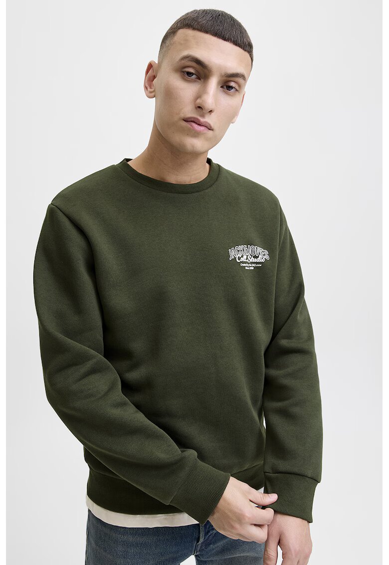 Jack & Jones Bluza de trening regular-fit cu decolteu la baza gatului Makoto - Verde inchis
