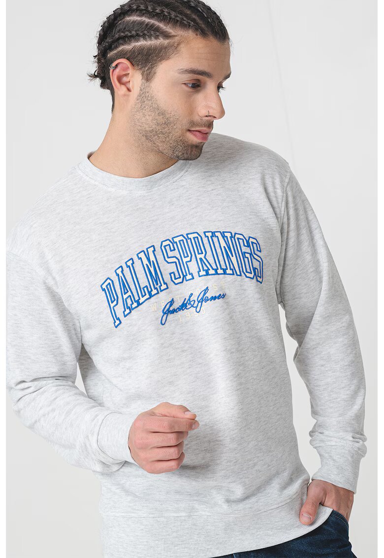 Jack & Jones Bluza de trening regular-fit cu maneci cazute - Gri deschis melange/Albastru