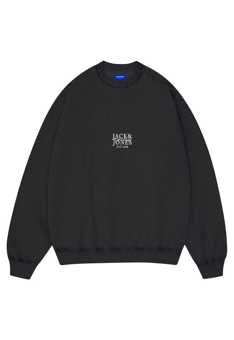 Jack & Jones Bluza JACK &JONES Bleecker Aop Box Crew JNR 52344 - Negru