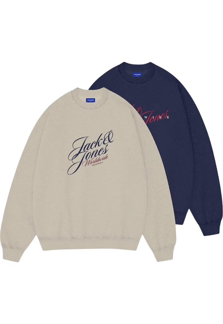 Jack & Jones Bluza JACK &JONES Inwood Sweat Crew MP 2 bucati 50618 - Albastru inchis/Bej