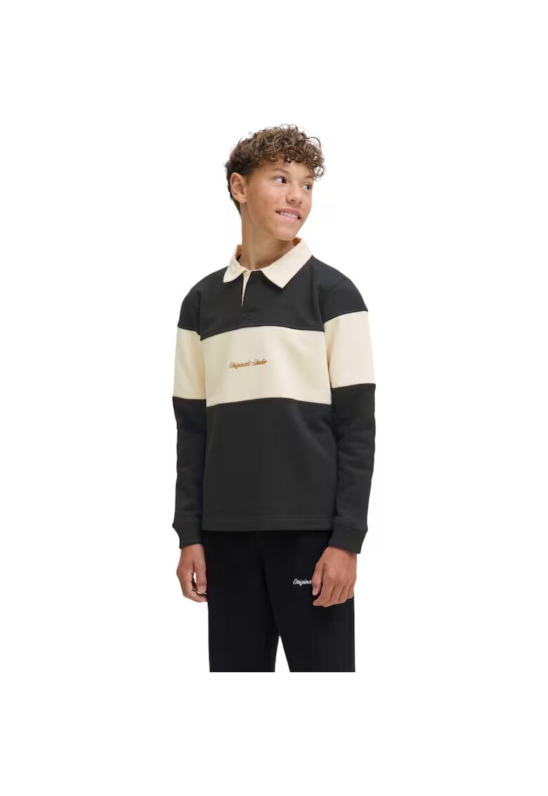 Jack  Jones Bluza JACK &JONES Norrebro Blocking Sweat Polo JNR 47714 - Negru