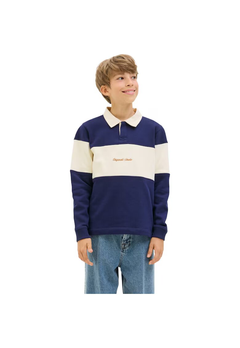 Jack  Jones Bluza JACK &JONES Norrebro Blocking Sweat Polo JNR 47719 - Bej/Albastru