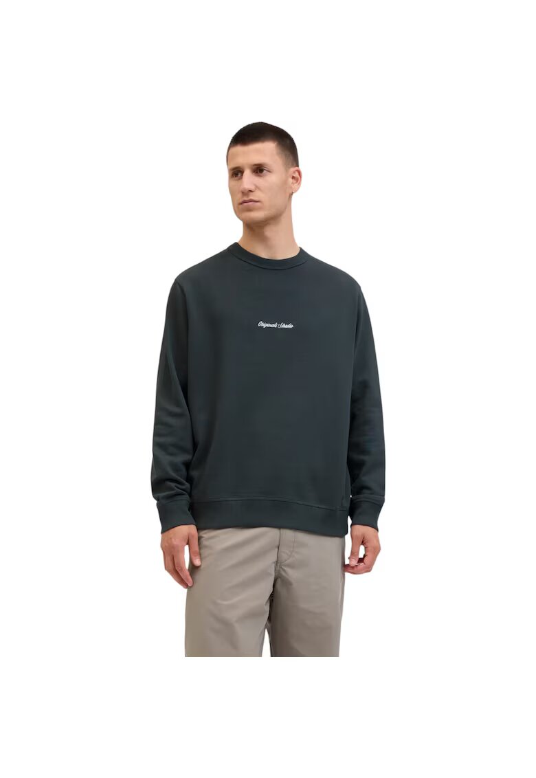Jack  Jones Bluza JACK &JONES Norrebro Emb Sweat Crew 48659 - Verde inchis