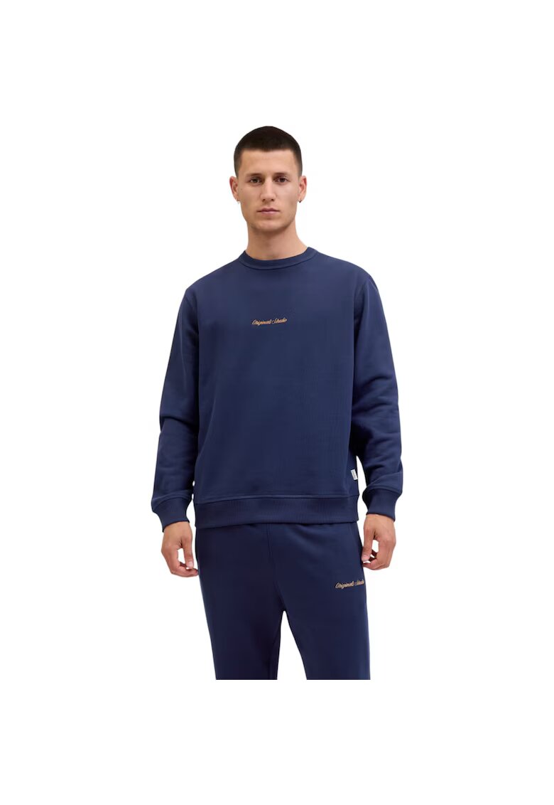 Jack  Jones Bluza JACK &JONES Norrebro Emb Sweat Crew 48664 - Albastru