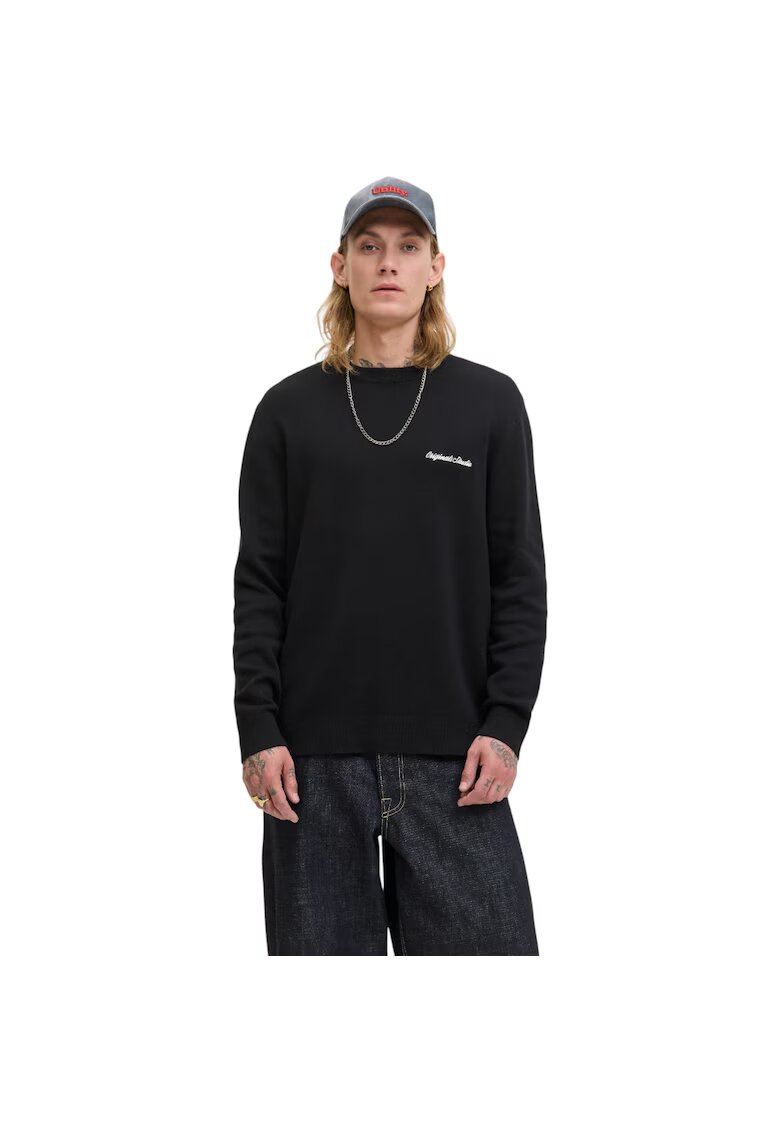 Jack  Jones Bluza JACK &JONES Norrebro Light Knit Crew Sn 48669 - Negru