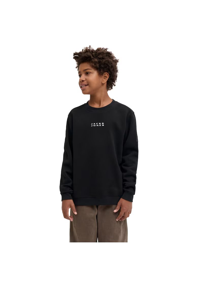 Jack & Jones Bluza JACK &JONES Point Badge Crew BF JNR 52271 - Negru