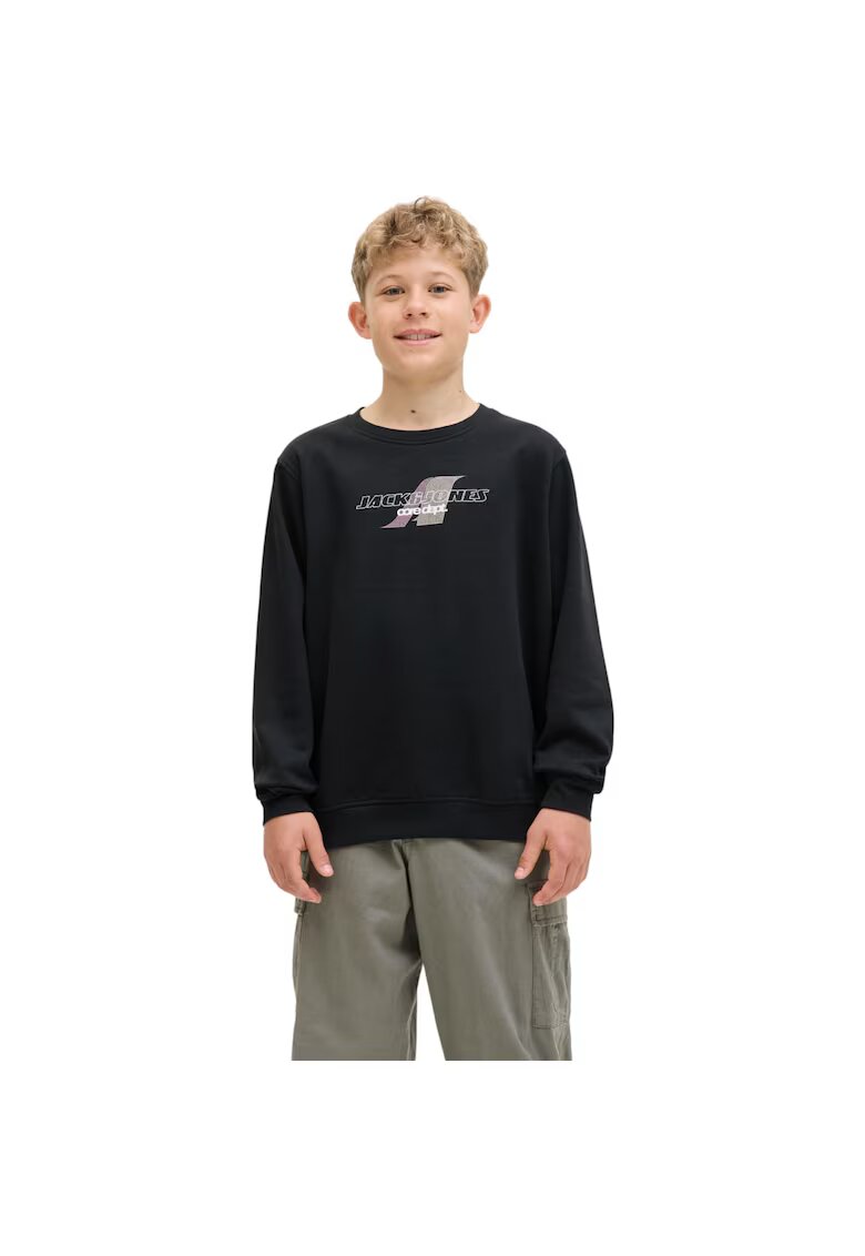 Jack  Jones Bluza JACK &JONES Tier Print Crew SN JNR 47699 - Negru