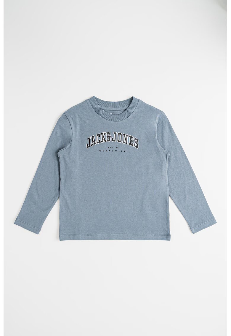 Jack & Jones Bluza lejera cu imprimeu logo - Albastru prafuit/Negru stins/Alb optic