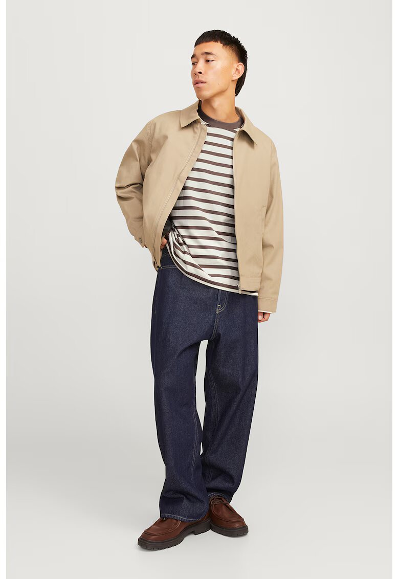 Jack  Jones Bluza lejera de bumbac cu dungi - Maro taupe/Alb murdar